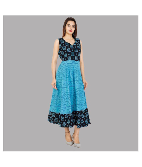 Rangun Cotton Blue A- line Dress - XL