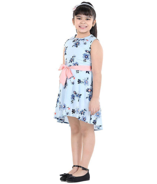 Naughty Ninos Girls Light Blue Floral Printed Dress - None