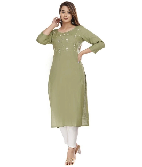 JC4U - Green Rayon Womens Straight Kurti ( Pack of 1 ) - None