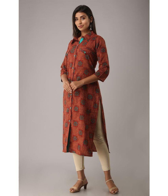 MAUKA - Green Cotton Women's Shirt Style Kurti ( Pack of 1 ) - None