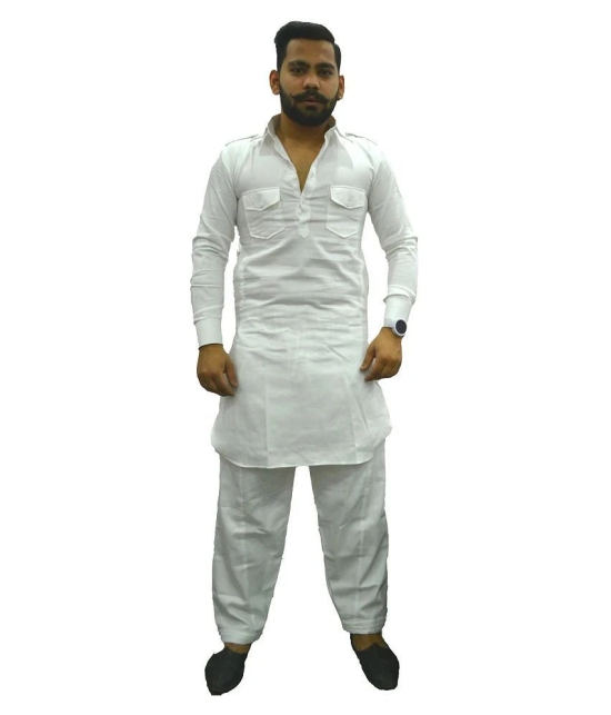 Preen White Cotton Pathani Suit Pack of 1 - None