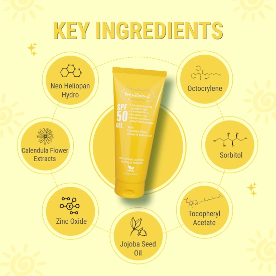 Teenilicious SPF 50 Sunscreen Gel, PA+++, Light Weight UV Gel, Formulated For Acne-Prone Skin-75g