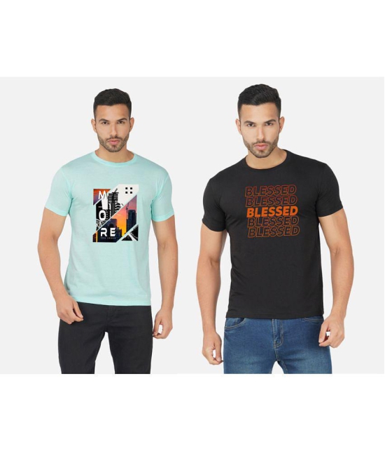 CHOZI Cotton Blend Regular Fit Printed Half Sleeves Men's T-Shirt - Multicolor ( Pack of 2 ) - None