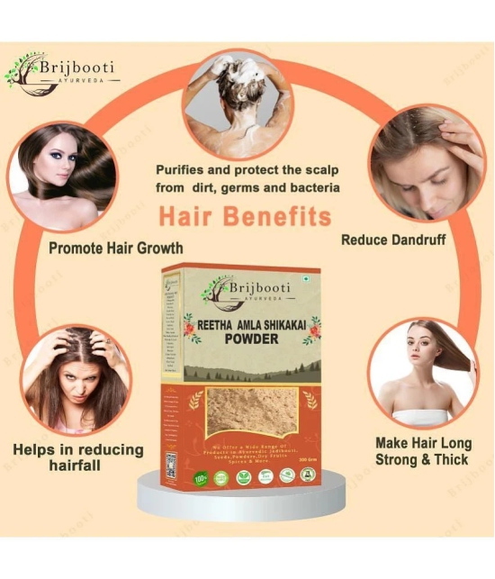 Brijbooti Reetha, Amla And Shikakai Powder Combo Pack For Hair Care (300 Gr) | 3-In-1 Hair Cleanser