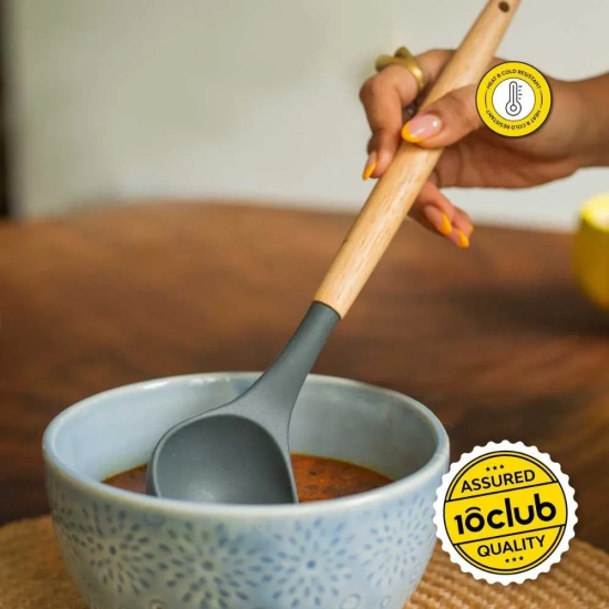 Silicone Ladle with Wooden Handle