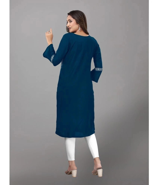 Kapadia - Blue Rayon Womens Straight Kurti ( Pack of 1 ) - None