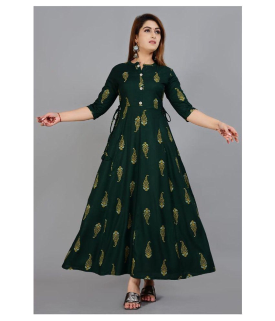 SIPET - Green Rayon Women's Flared Kurti - M