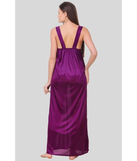 Fasense - Purple Satin Women''s Nightwear Nighty & Night Gowns ( Pack of 1 ) - None