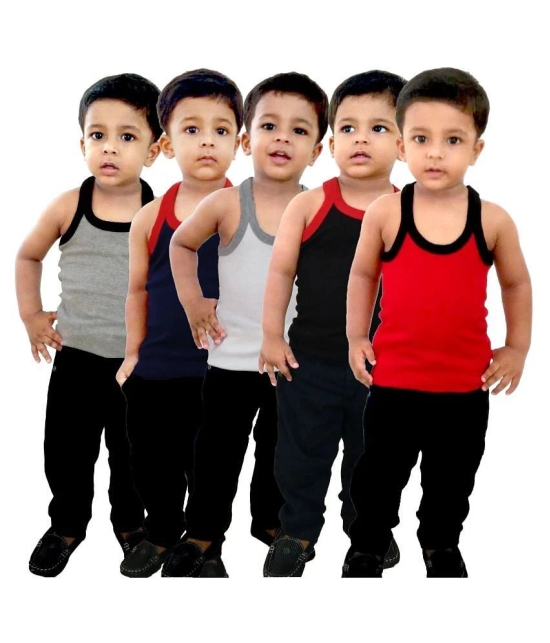 HAP Multi Color Cotton Solid Boys Vest ( Pack of 5 ) - None