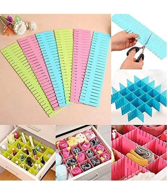 SYON - Drawer Separators ( 1 Set of 6 Pc ) Drawer Divider Organizers, DIY Plastic Grid, Plastic Adjustable Drawer Dividers, Household Storage - Makeup Socks, Underwear, Organizer for Clothes