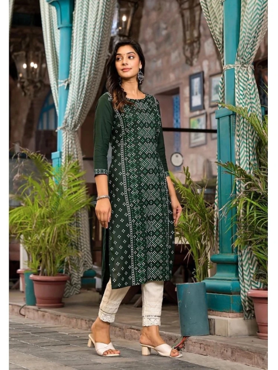 Juniper Rayon Printed Straight Womens Kurti - Green ( Pack of 1 ) - None