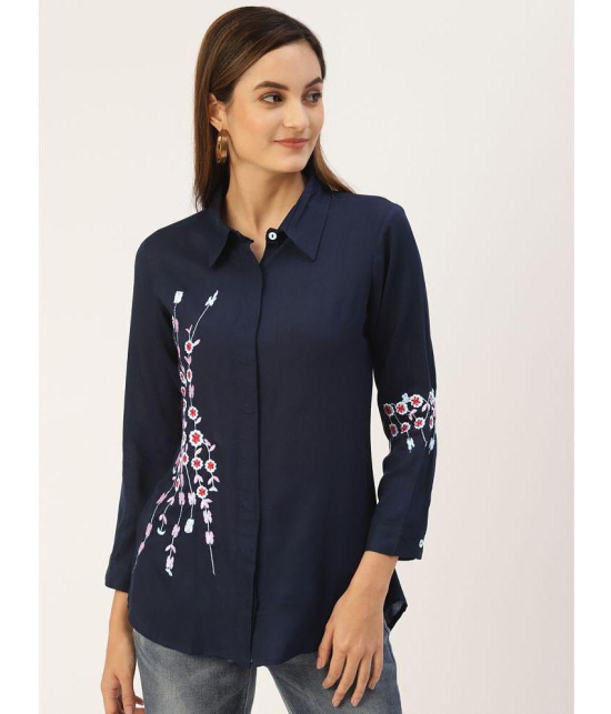 Kbz - Blue Rayon Women's Ethnic Top ( Pack of 1 ) - None