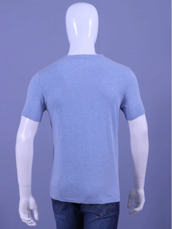 Men's Blue Melange V-Neck T-Shirt