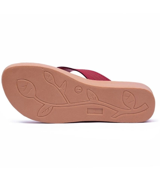 ASIAN Red Womens Leather Slipper - None