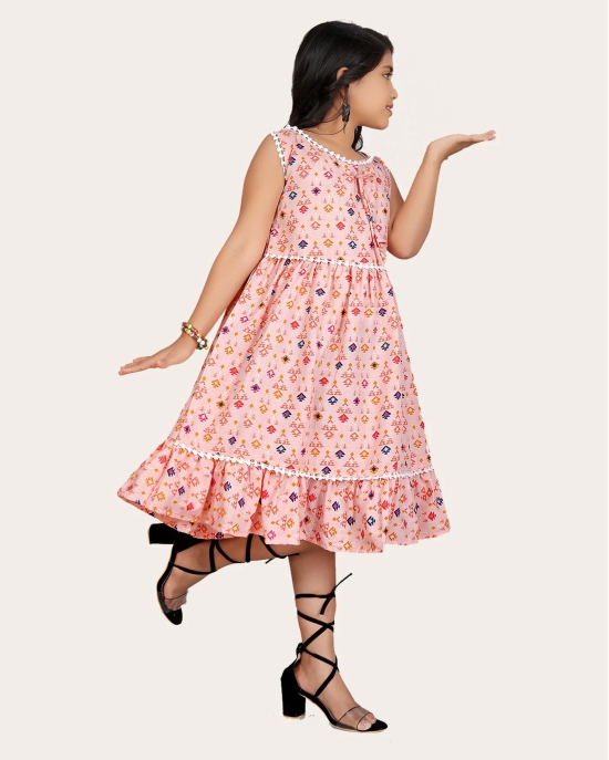 Girls Midi/Knee Length Festive/Wedding Dress-Pink / 4 - 5 Years