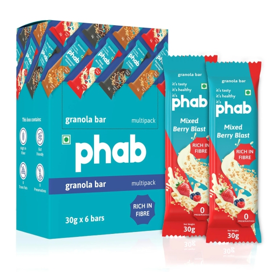 Phab Granola Bar Mixed Berry Blast 30Gm, 1 Pc