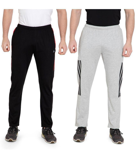 Zeffit Solid Men Black, Grey Track Pants (Pack Of 2 ) - M