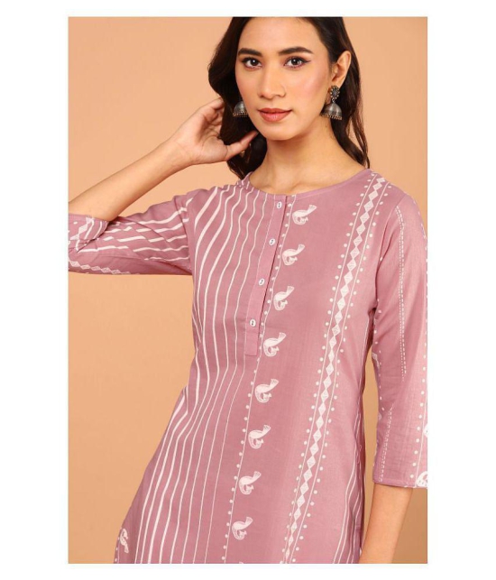 Janasya - Pink Cotton Womens Straight Kurti ( Pack of 1 ) - S