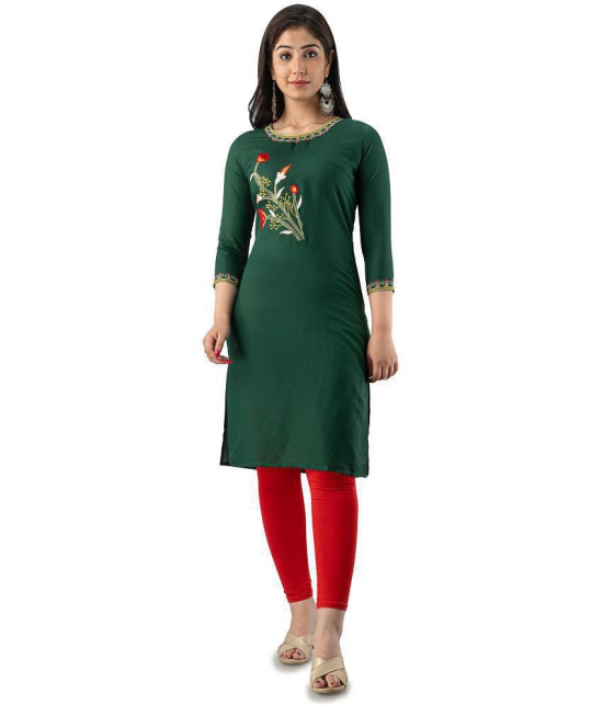 Radiksa - Green Rayon Womens Straight Kurti - None