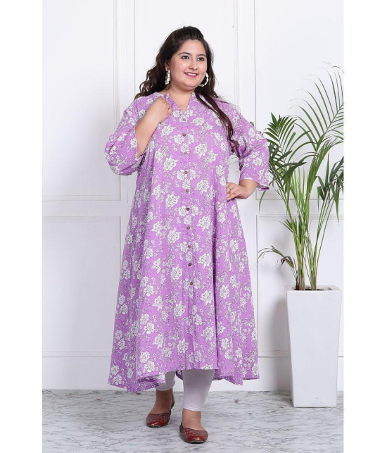 Swasti Cotton Blend Printed Front Slit Womens Kurti - Purple ( Pack of 1 ) - None