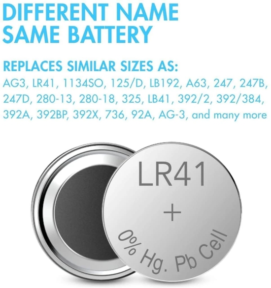 Exelent LR41 AG3 SR41 1.5V Alkaline Button Coin Cell Electronics Solutions LR41 Battery AG3 LR736 392 392a 192 SR41 Watch Batteries 1.5v for Watches Electronic Toys Digital Thermometer Small Electronic Devices (100)