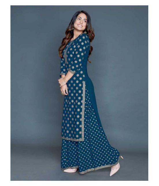 Estela - Blue Straight Rayon Women's Stitched Salwar Suit ( Pack of 1 ) - M