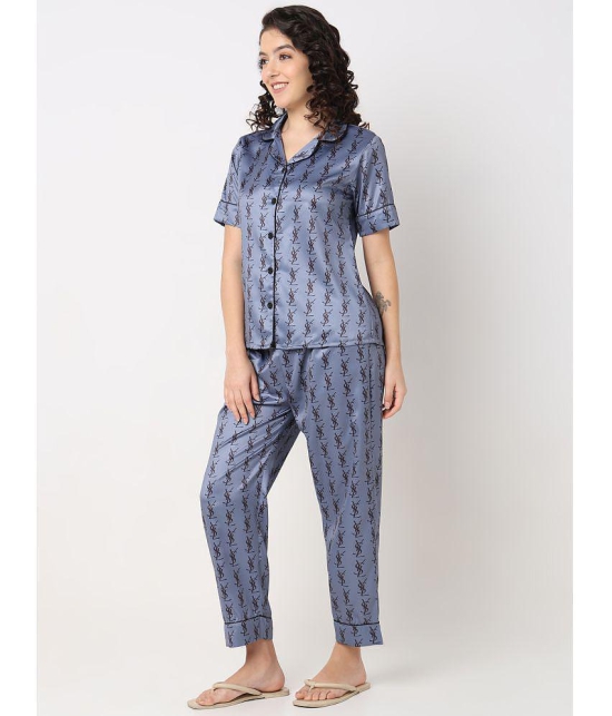 Smarty Pants Grey Satin Womens Nightwear Nightsuit Sets ( Pack of 1 ) - None