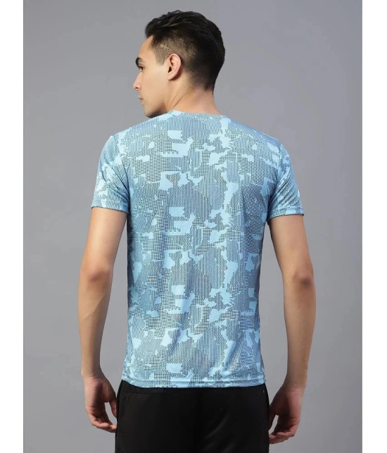 Diaz Cotton Blend Regular Fit Printed Half Sleeves Mens T-Shirt - Blue ( Pack of 1 ) - None