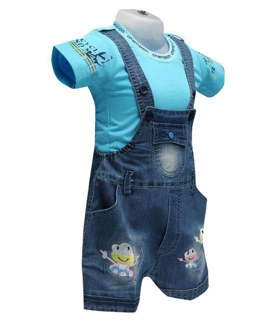 Balloons Blue Denim Rompers - 6-12 Months