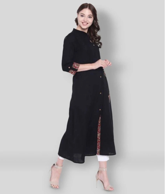 Divena - Black Cotton Blend Womens Front Slit Kurti ( Pack of 1 ) - S