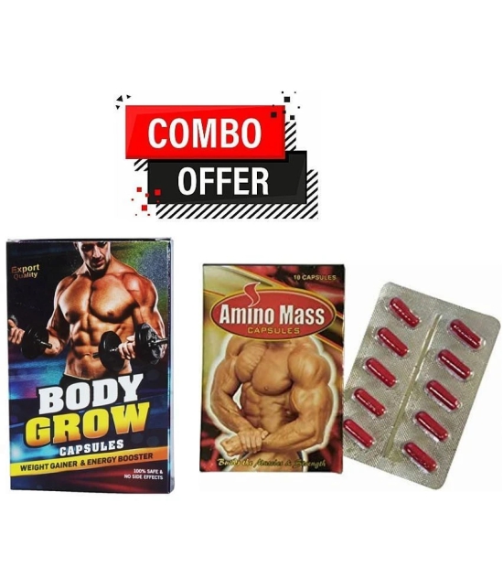 Dr. Chopra Body Grow Weight Gain Capsule 10no.s & G&G Amino Mass Capsule 10 no.s Unflavoured Pack of 2