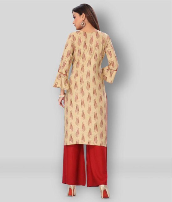 haya fashion - Beige Straight Rayon Women's Stitched Salwar Suit ( Pack of 1 ) - S