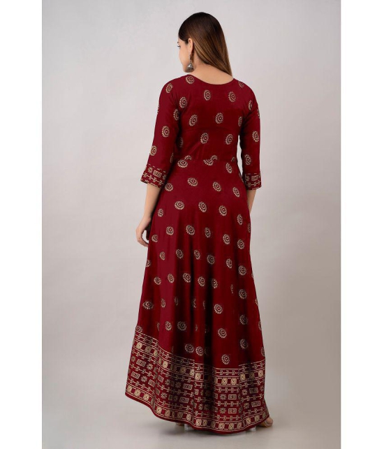 Kapadia - Maroon Rayon Women''s Anarkali Kurti ( Pack of 1 ) - None