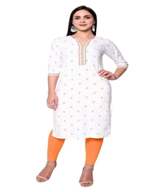 GOD BLESS - White Rayon Womens A-line Kurti - XXL