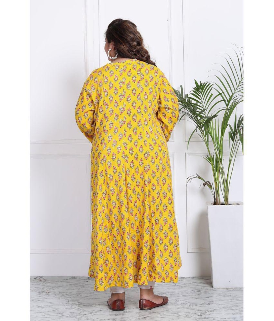 Swasti Cotton Blend Printed Flared Womens Kurti - Yellow ( Pack of 1 ) - None