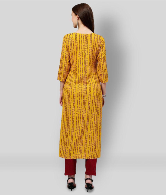 KIPEK - Yellow Rayon Womens Straight Kurti - L