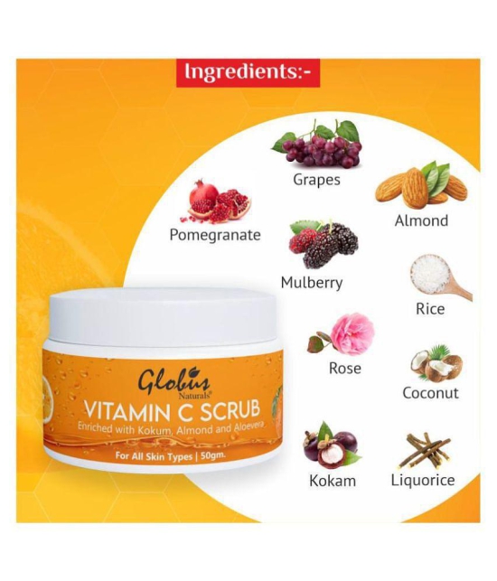 Globus Naturals Vitamin-C Brightening Facial Scrub 50 gm Pack of 2