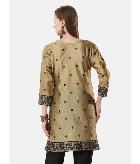 Meher Impex Art Silk Self Design Straight Womens Kurti - Gold ( Pack of 1 ) - None