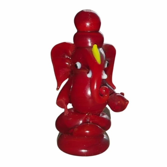 THE ALLCHEMY Small Size Glass Ganesha, Gifting Ganesha Statue (Red)