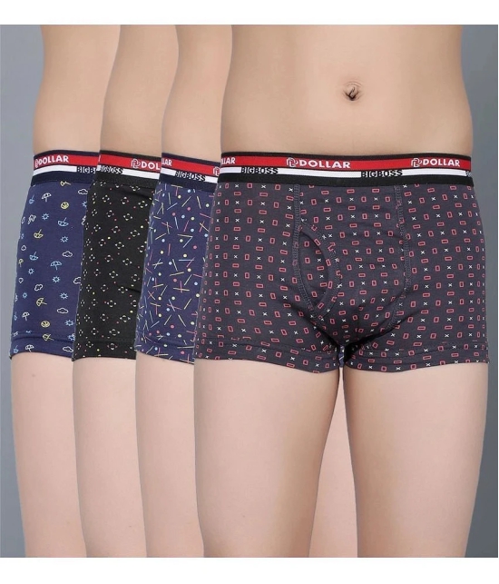 Pack of 4 Dollar Bigboss Cotton Blend Boys Trunks ( Multi Color ) MBKTR-15-MDRNTRNK-PO4-CO3 - None