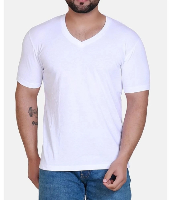 Wild West Cotton Blend Regular Fit Solid Half Sleeves Mens T-Shirt - White ( Pack of 1 ) - None