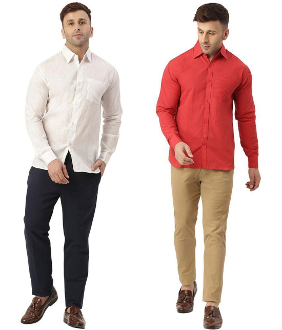 KLOSET By RIAG 100% Cotton Regular Fit Solids Full Sleeves Men's Casual Shirt - Red ( Pack of 2 ) - None