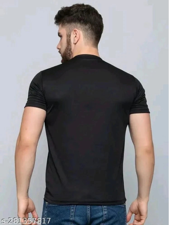 Whyme Fashion Polyester Regular Fit Solid Half Sleeves Mens Round T-Shirt - Black ( Pack of 1 ) - None