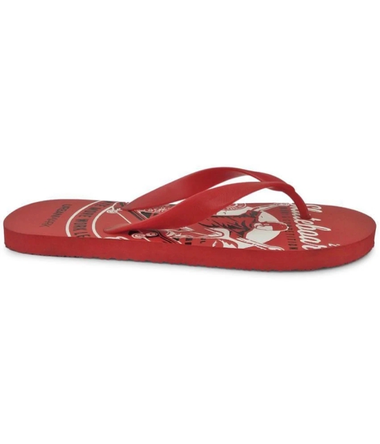 UrbanMark Men Comfortable Light Weight Printed Hawai Slippers- Red - None