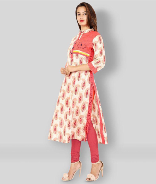 Rangun - Red Cotton Blend Women's Straight Kurti ( Pack of 1 ) - M