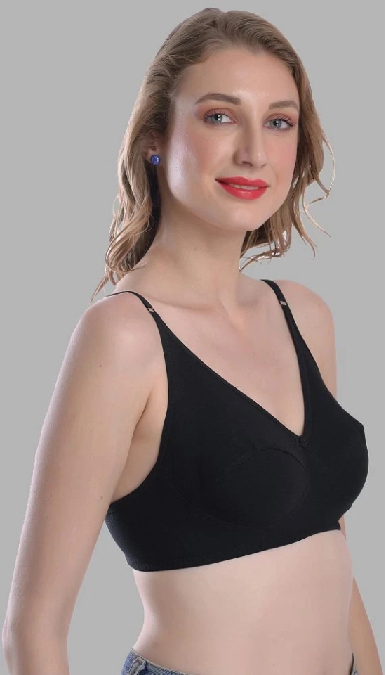 Madam - Black Cotton Blend Non Padded Womens Everyday Bra ( Pack of 1 ) - None