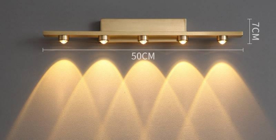 Hdc 18w 5 Led Golden Body Led Wall Light Mirror Vanity Picture Lamp - Warm White