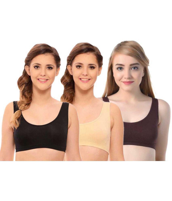 ComfyStyle Nylon Air Bra - Multi Color Pack of 3 - None