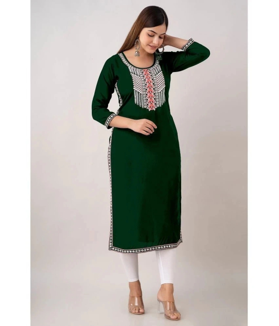 Kapadia - Green Rayon Womens Straight Kurti ( Pack of 1 ) - None