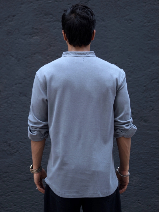 Chinese Collar Light Grey T-Shirt-S / Light Grey